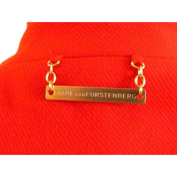 Diane Von Furstenberg Red Wool Double Breasted Notched Collar Coat Size 10.R - Picture 11 of 12